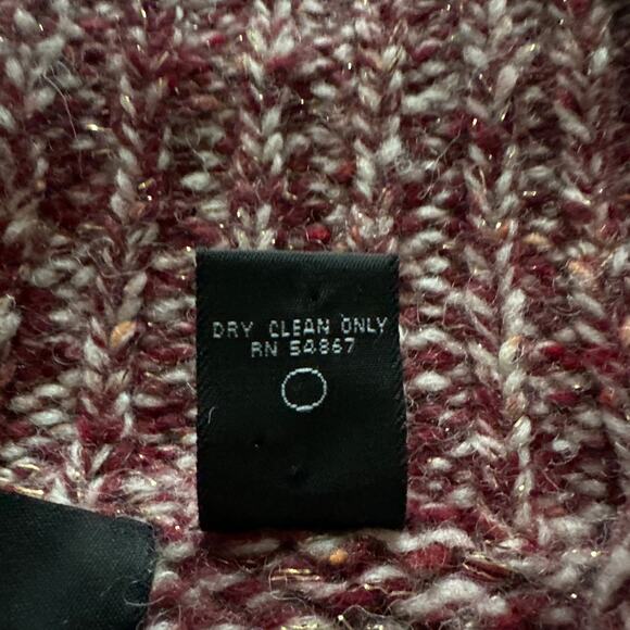 EXPRESS Sweater Womens Medium Red Metallic Marled Cardigan Chunky Wool Blend - Picture 9 of 11